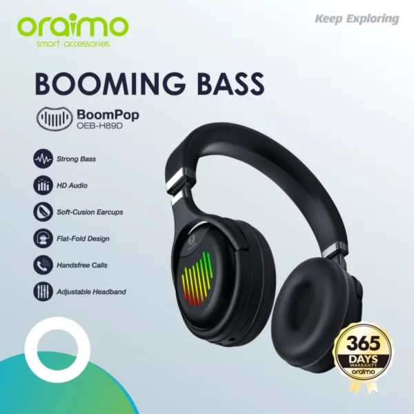 Oraimo BoomPop Wireless Bluetooth Headphone Booming Bass OEB-H89D (12 Month Warranty)