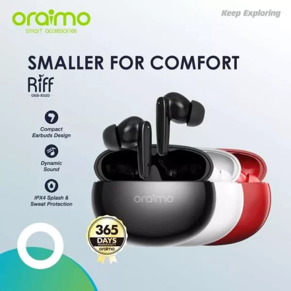 Oraimo Riff Comfort ENC 1-mic TWS (12 Month Warranty) - Black