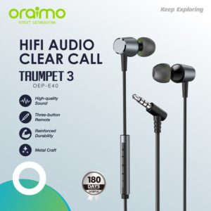 Oraimo Trumpet 3 Earphone Pure Bass Headset Handsfree Oep E40 (3 Month Warranty)