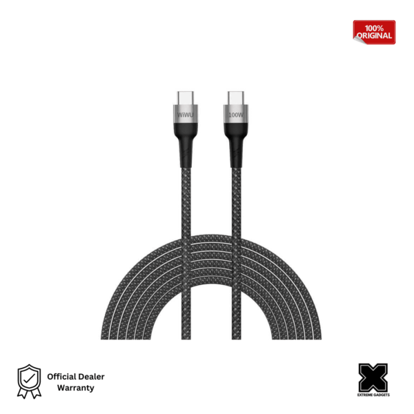 Wiwu Cyclone F15 Type-C to Type-C PD Data Cable 480Mbps 100W 1.5 meters (6 Month Warranty)