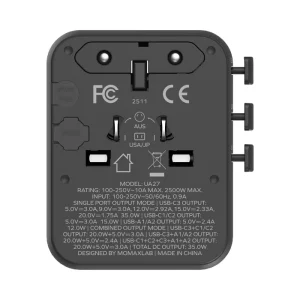 Alternative view of Momax 1-World² 5-Port Mini Travel GaN Charger 35W with Dual AC